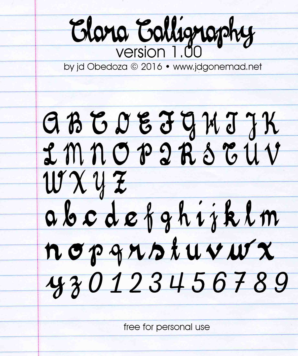 personal handwriting font Befonts.com Clara Font Calligraphy