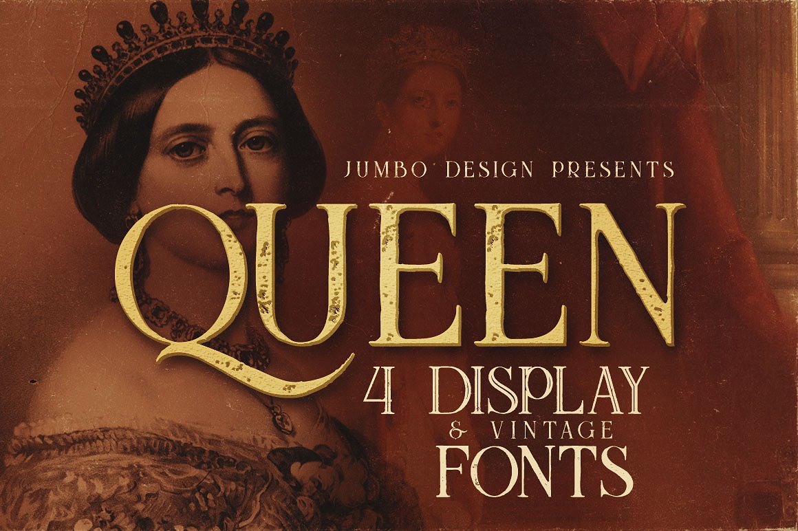 Queen Word With Crown Hand Lettering Text Vector