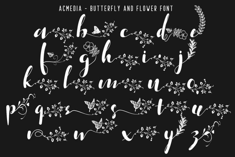 Download Free Acmedia Butterflies And Flowers Font Befonts Com PSD Mockup Template