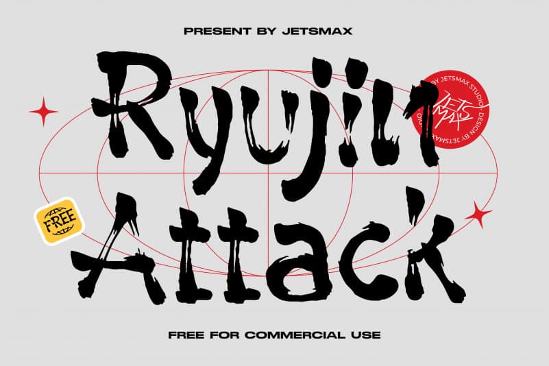 Ryujin Attack Brush Font