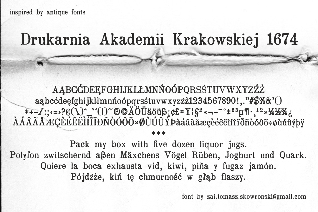 Drukarnia Akademii Krakowskiej 1674 Font