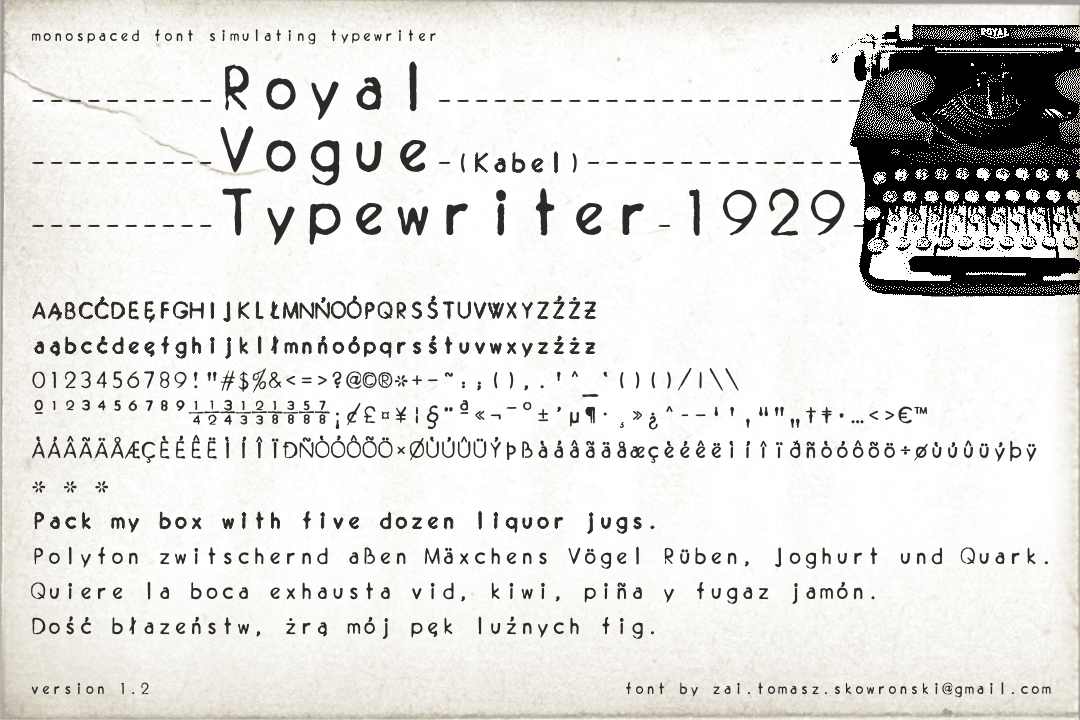 Royal Vogue Typewriter 1929 Font Download Free Font