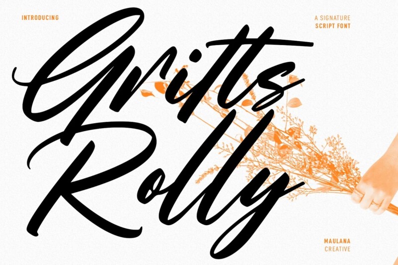 Gritts Rolly Script Font By Maulana Creative