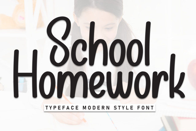 School Homework Script Font - Befonts