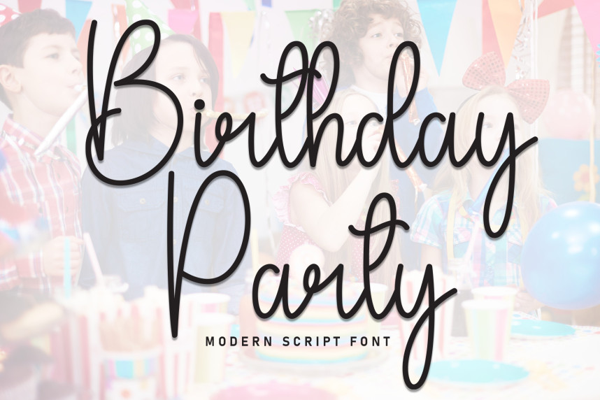 Birthday Party - Modern Script Font - Befonts
