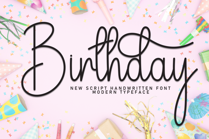 Birthday - Script Handmade Font - Befonts