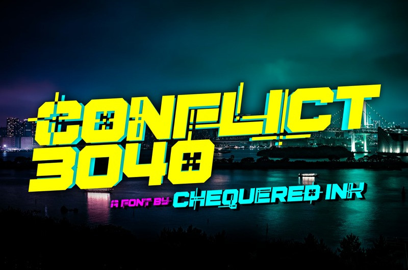 Typeface Conflict Examples Conflict 3040 Font - Befonts