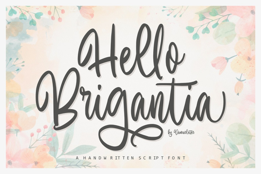 Hello Brigantia Script Font - Befonts