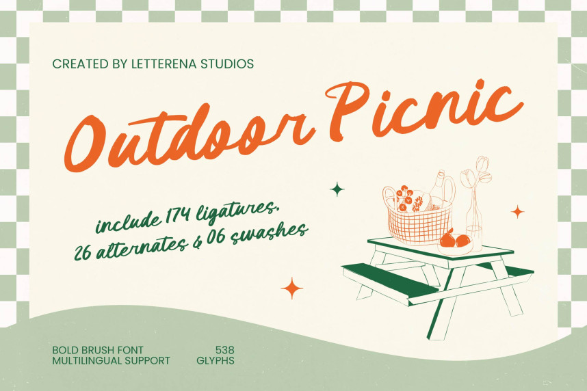 Outdoor Picnic - Bold Brush Font - Befonts