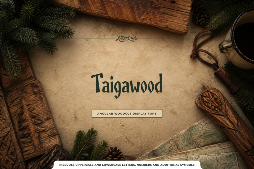 Taigawood Free Font preview image 1